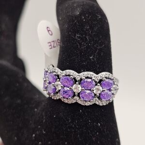 NEW Bomb Party "Merging Souls" Ring Size 9 Amethyst Ice Crystal on Hematite $132